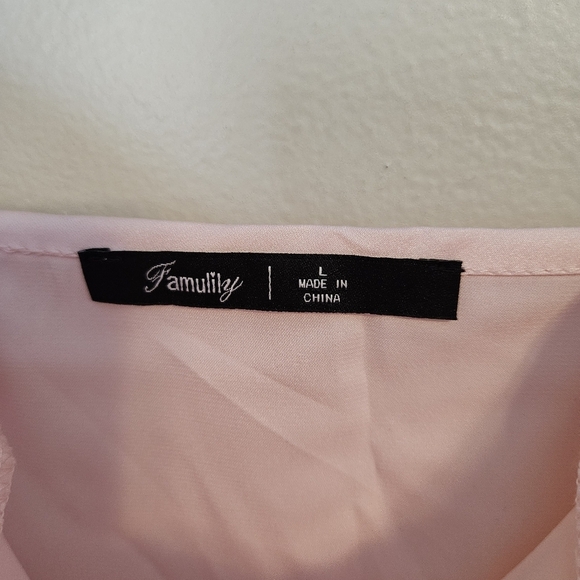 Famulily Tank Top Camisole Elegant Light Pink Cowl Neck Solid Neutral Casual - Picture 3 of 8